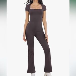 NWOT - Brown Flare Jumpsuit